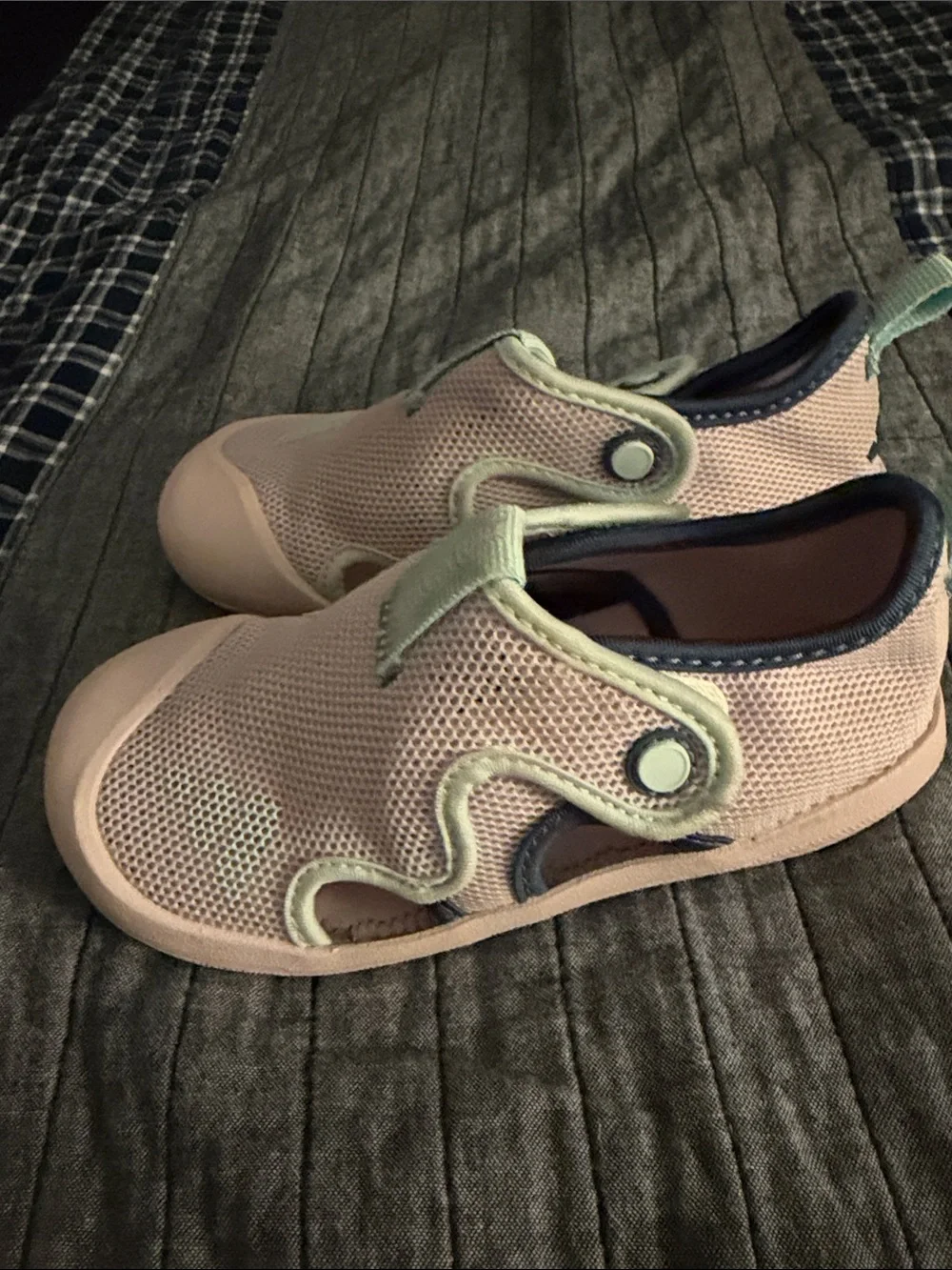 Kids Slip-On Velcro adidas Shoes - Light Pink/purple with Mint Accents
